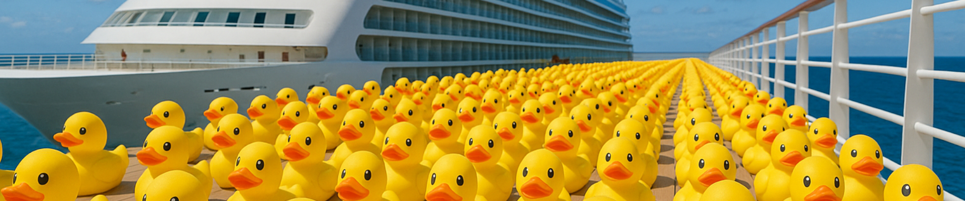 Rubber duck on a beach towel with a laptop